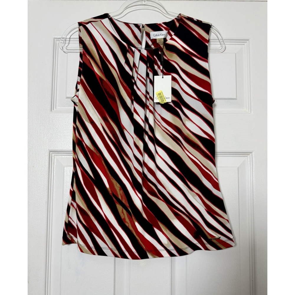 Calvin Klein Abstract Print Sleeveless Blouse Size Medium